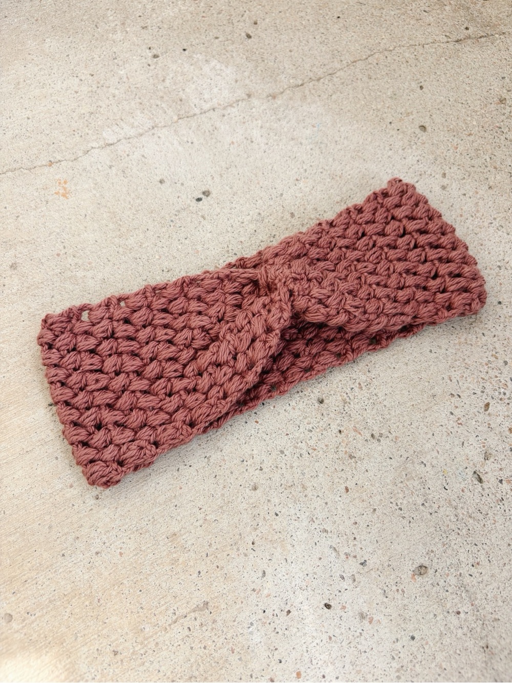 Handmade Dusty Rose Crochet Headband with Twist